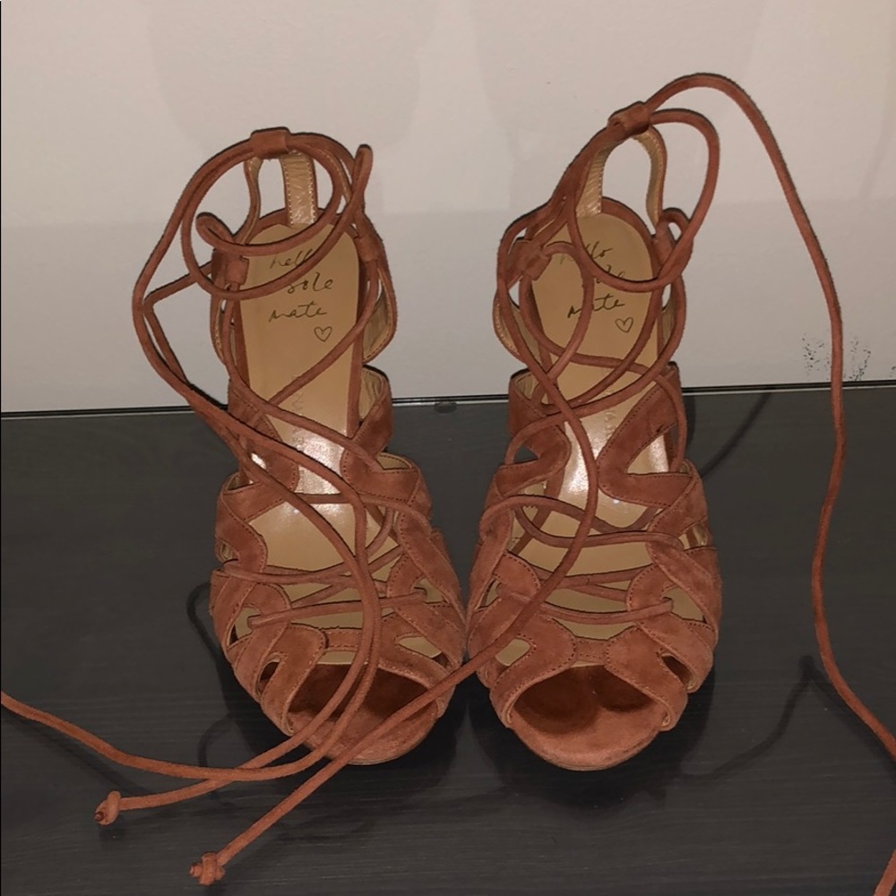 Brown lace up heels